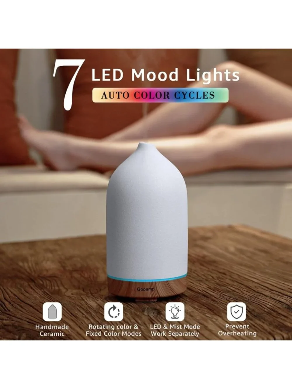 Set of 2 Ceramic Essential Oil Diffusers - Ultrasonic Aromatherapy & Humidifier